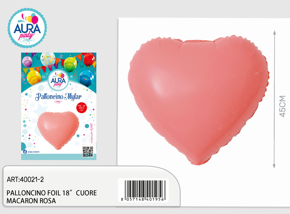 18-inch pink macaron heart foil balloon