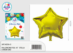 Palloncino foil 18inch stella chrome oro