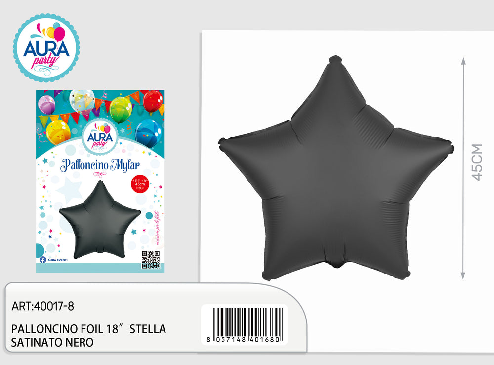 black satin star foil balloon