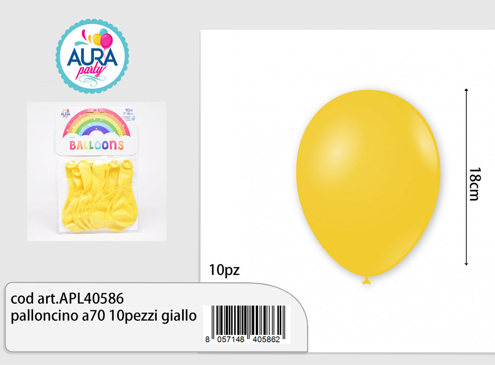Palloncino 7inch/19cm 10 pezzi giallo