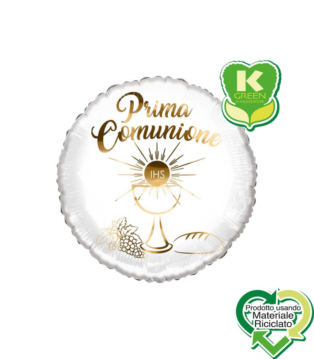 18inch/45cm White and Gold "First Communion" Foil Balloon