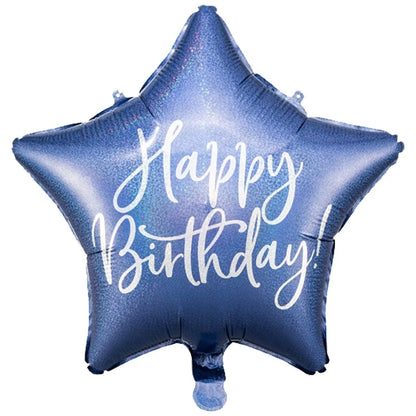 Foil balloon Happy Birthday 40cm navy blue
