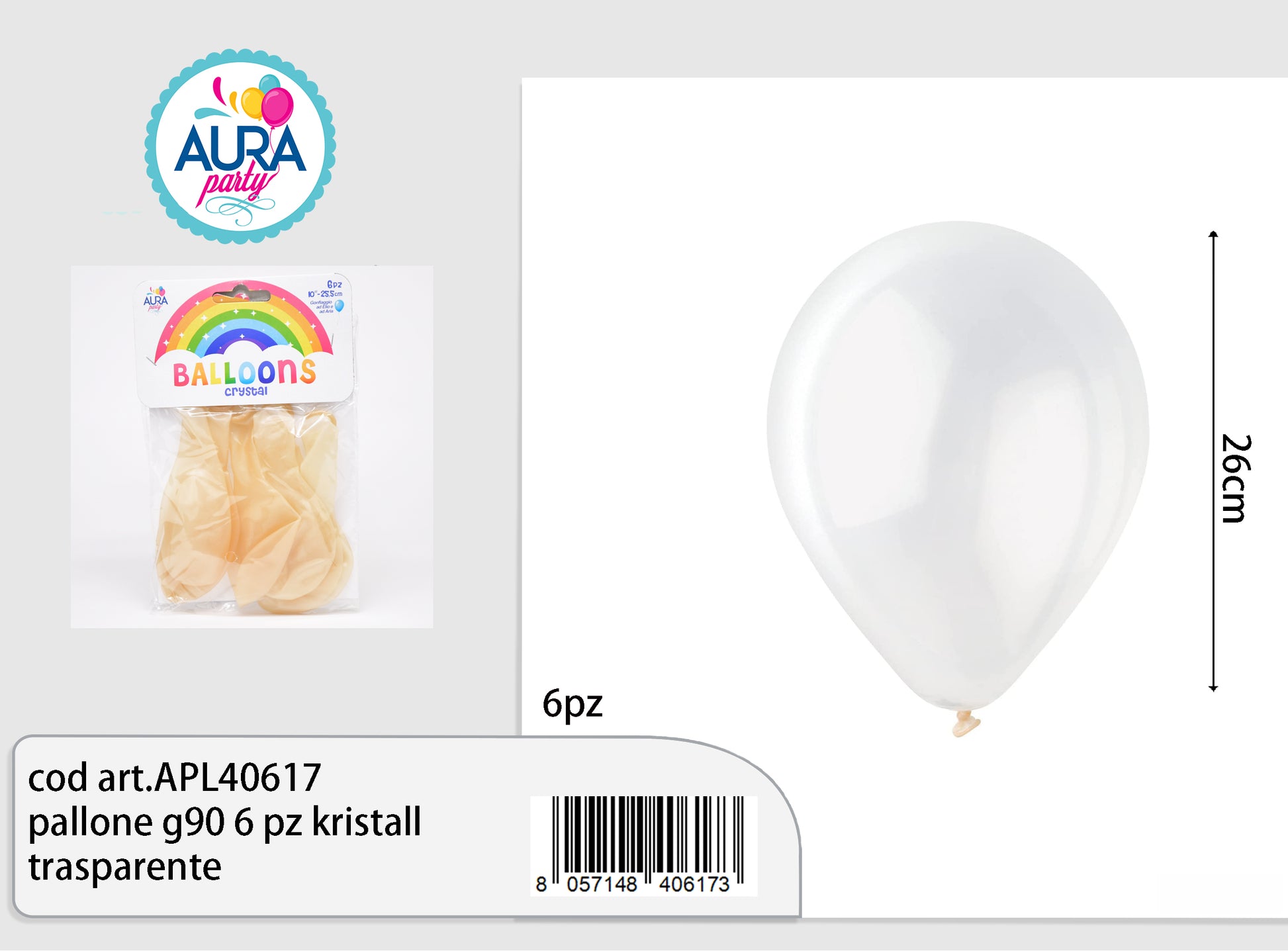 pallone g90 6 pz kristall trasparente