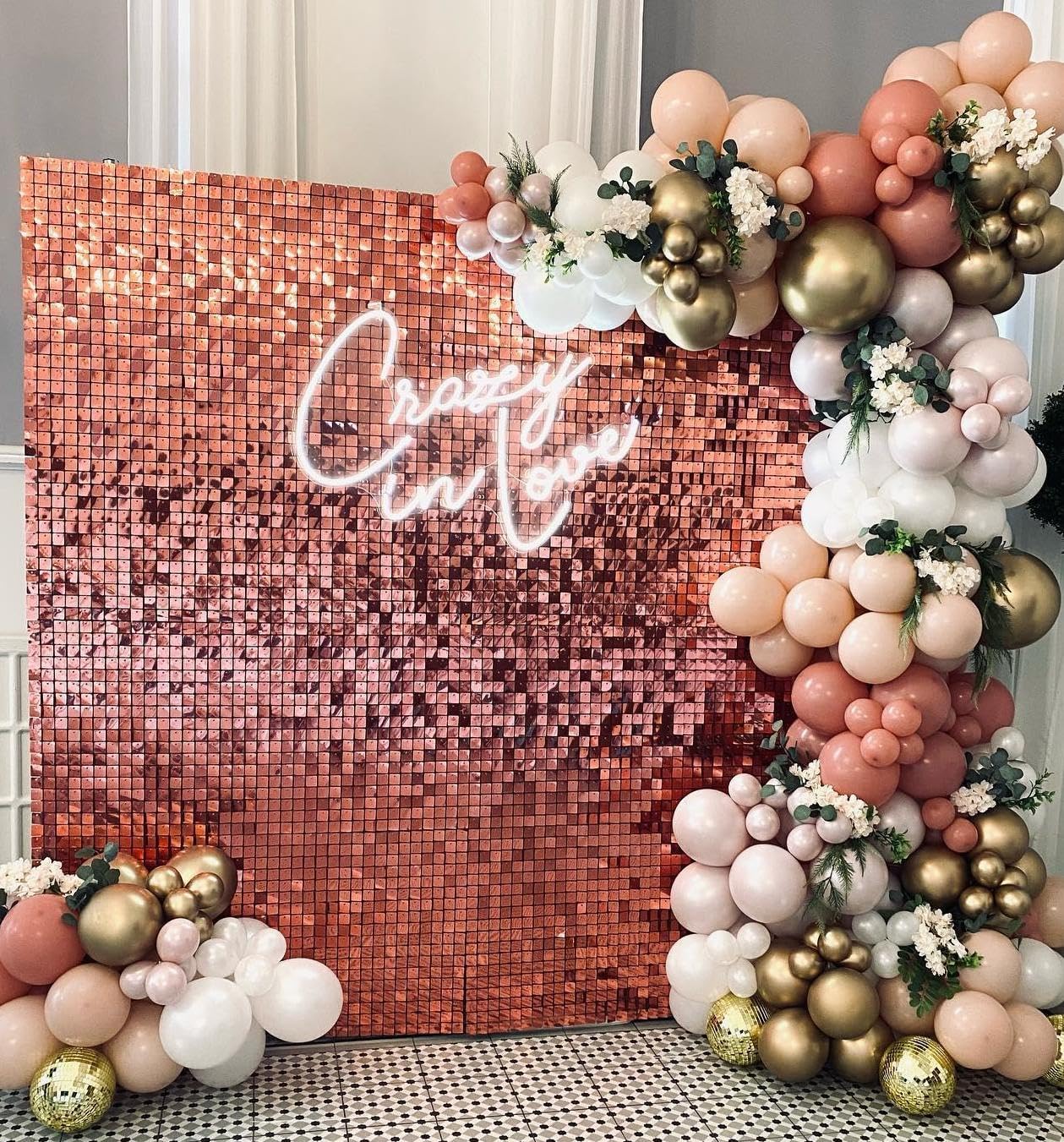 30x30cm baby pink sequin panel