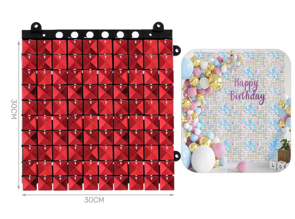 Red sequin panel 30x30 cm – Aura, 1 pc