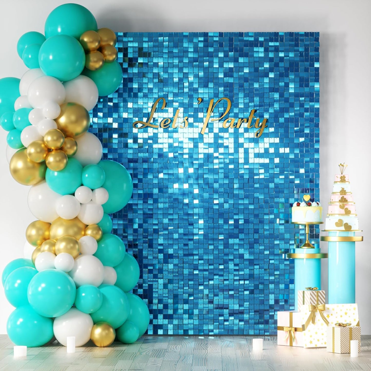 Pannello paillettes 30x30cm azzurro