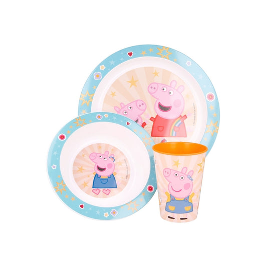 set 3 pz. 2 piatti + bicchiere Peppa Pig - adatti al microonde