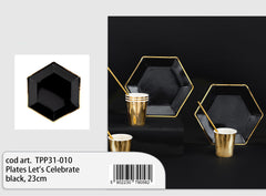Let's Celebrate plates black 23cm 6pcs