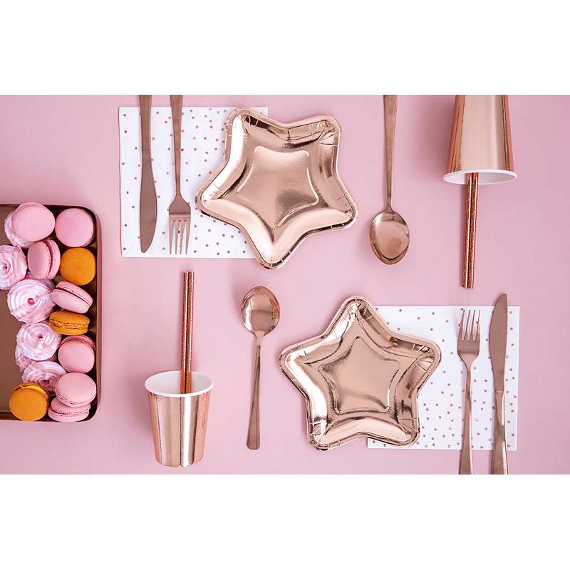 Paper Plates Star rose gold 18cm 6pz