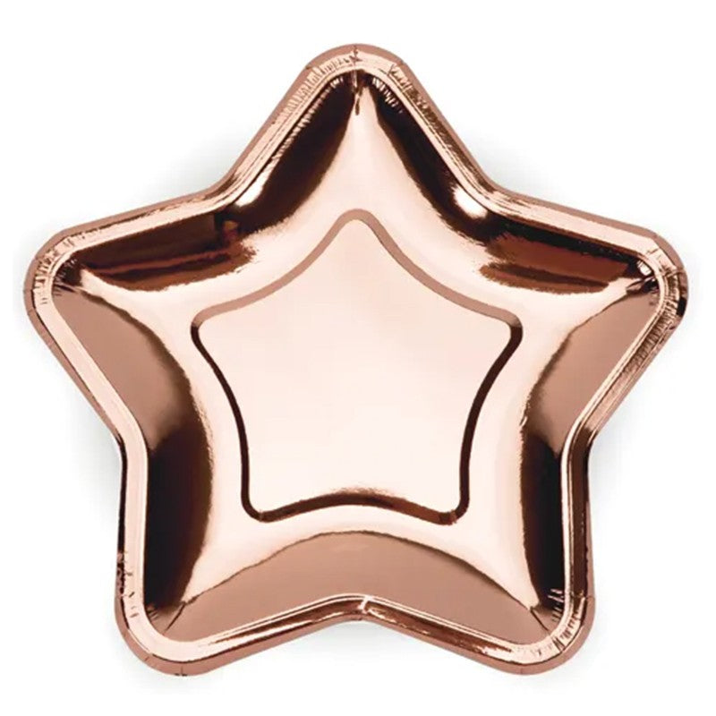 Paper Plates Star rose gold 18cm 6pz