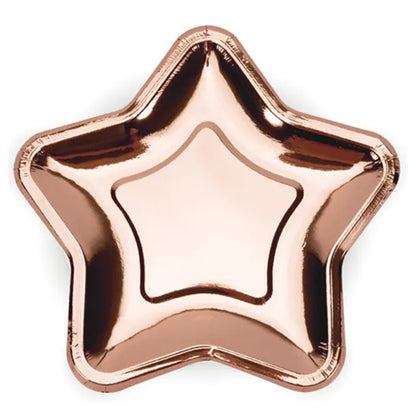 Paper Plates Star rose gold 18cm 6pz