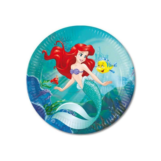 Piatto 23 cm 8 pz Ariel Courius Mermaid