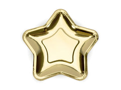 Gold star-shaped plate 23cm 6pcs