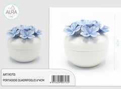 Portagioie con fiori azzurri 6x4cm