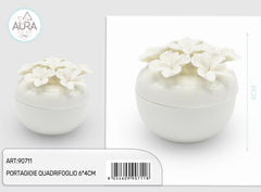 Portagioie con fiori bianchi 6x4cm
