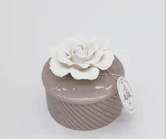 Portagioie con rosa bianca 8,8x7,5cm