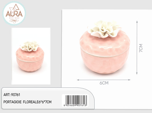 portagioie floreale rosa  con fiore bianco