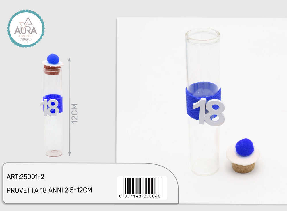 provetta 18 anni blu 2,5x12cm