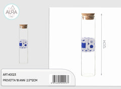 Provetta in vetro 18 anni 2,5x12cm blu