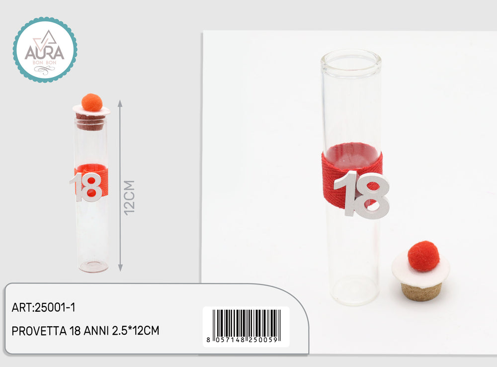 provetta 18 anni rosso 2,5x12cm