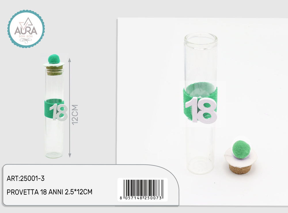 provetta 18 anni verde 2,5x13cm