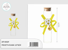 Provetta in vetro 18 anni con campanello 2,5x12cm giallo