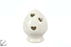 Pumo bianco con cuori e luce led 15x11x11cm