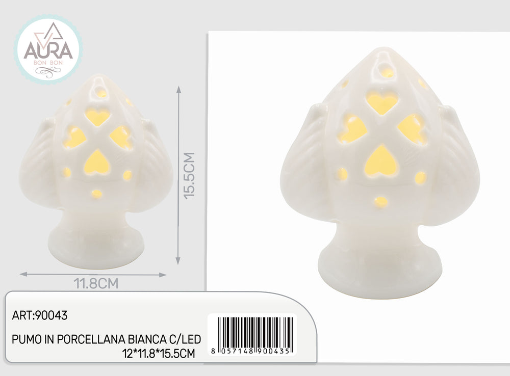 White porcelain Pumo with LED 12x11.8x15.5cm (large)