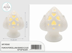 White porcelain Pumo with LED 12x11.8x15.5cm (large)