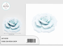 Rosa in ceramica 5,8cm celeste