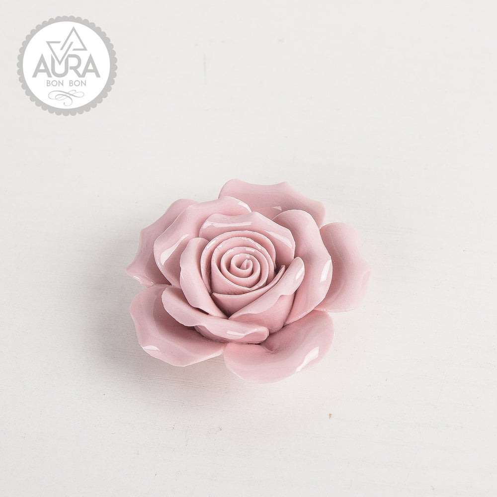 5.8cm pink ceramic rose