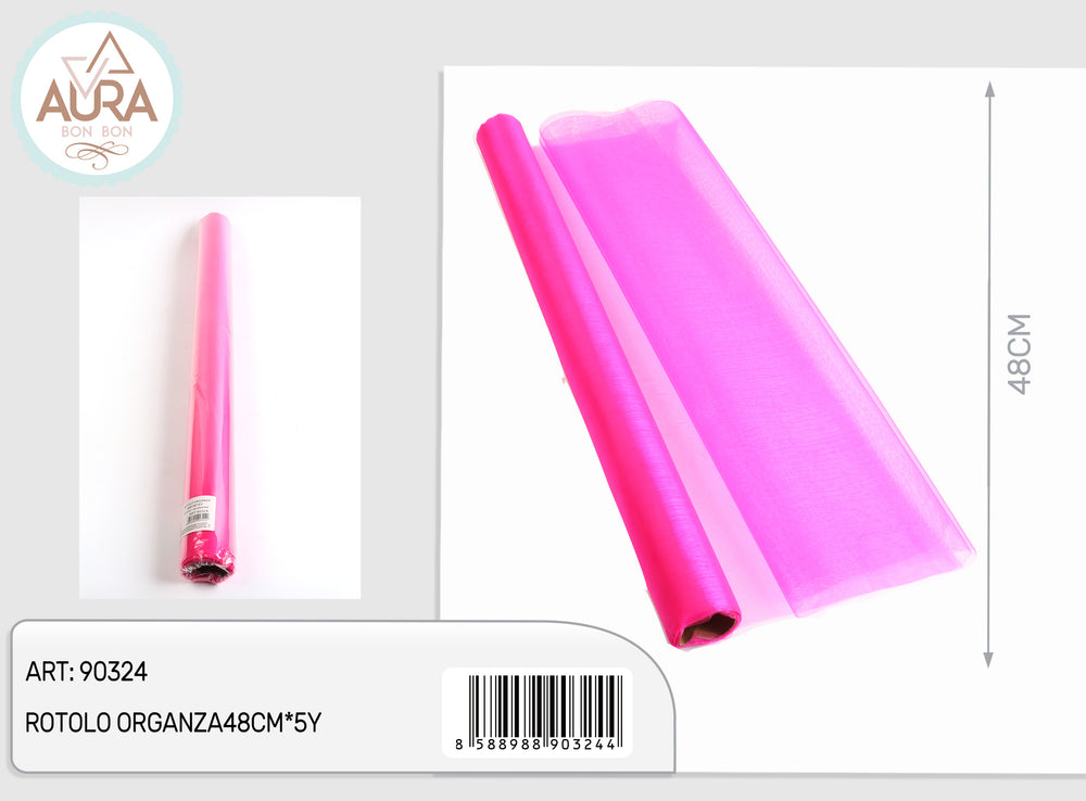 48cmx5y pink organza roll
