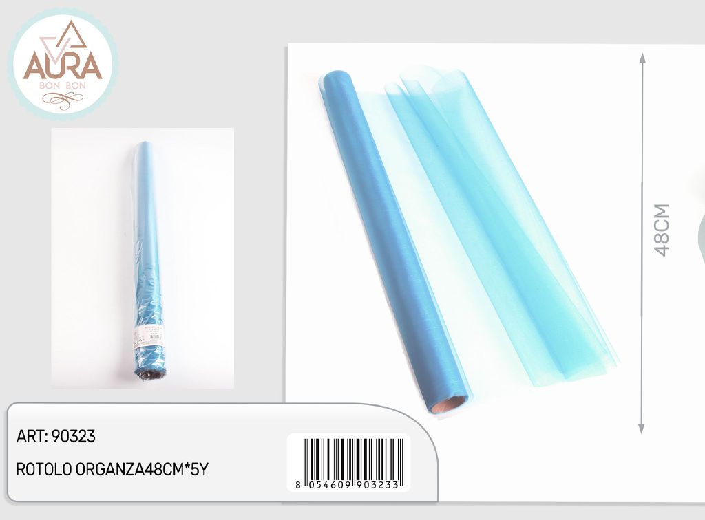 rotolo organza 48cmx5y celeste