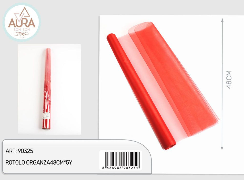 rotolo organza 48cmx5y rosso