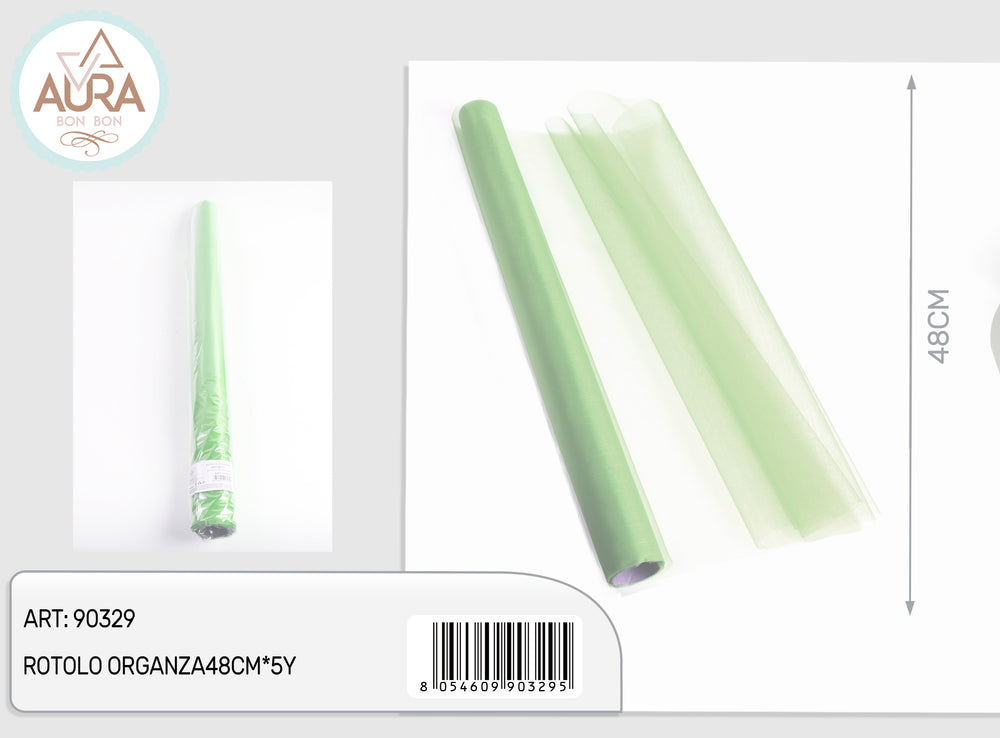 rotolo organza 48cmx5y verde