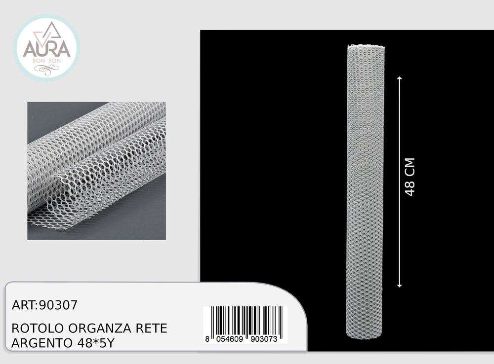 rotolo organza rete 48cmx5y argento