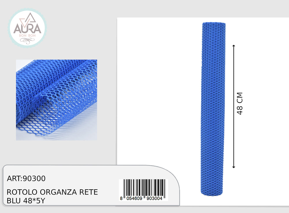 Organza roll net 48cmx5y blue
