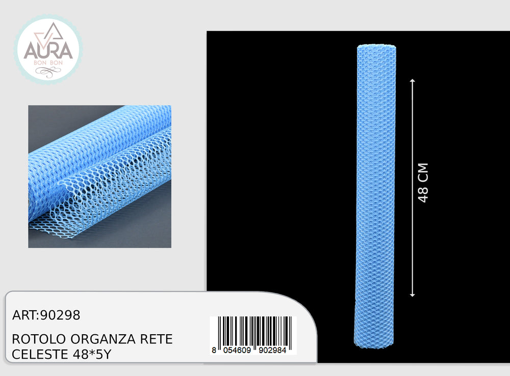 organza roll net 48cmx5y light blue