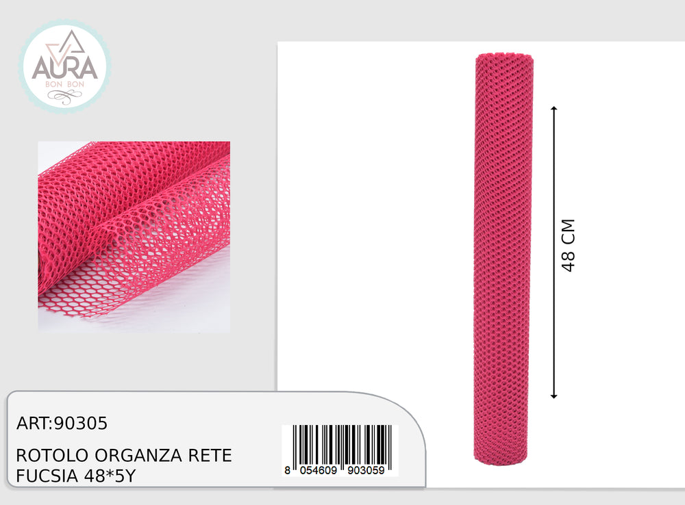 fuchsia organza net roll 48cmx5y