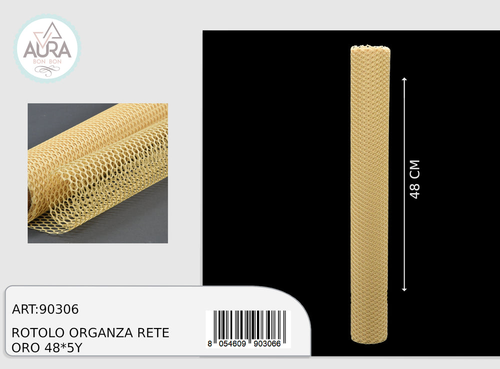 Organza roll net 48cmx5y gold