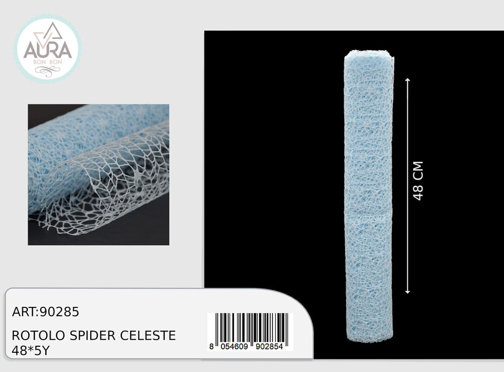 Spider organza roll 48cmx5y light blue