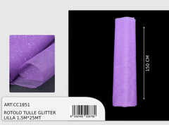 Purple glitter tulle roll 1.5x25m (price per meter)