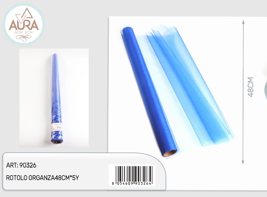 rotolo organza 48cmx5y blu