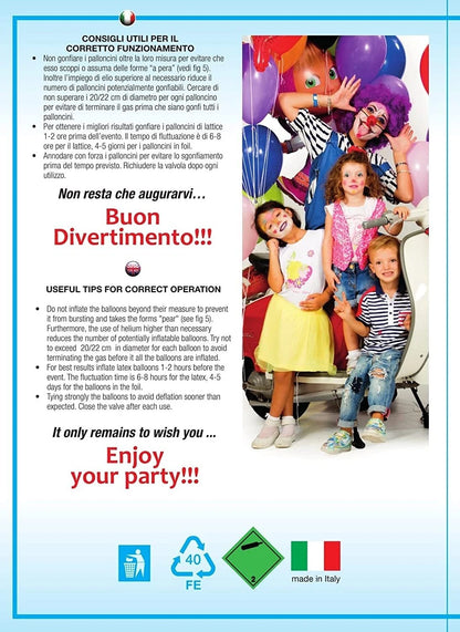 Bombola di elio usa e getta per 18 Palloncini inclusi in confezione
