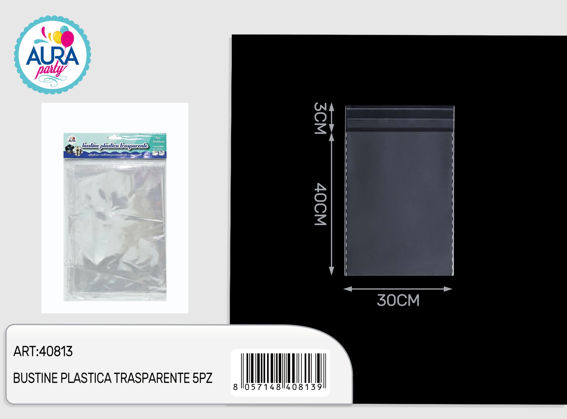 sacchetti trasparenti 30x40cm