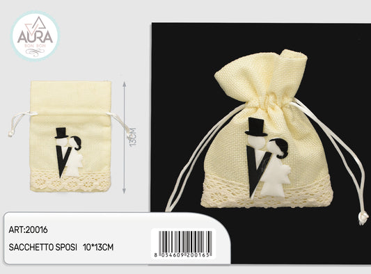 Sacchetto sposi elegance beige 10x13cm