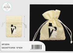 Sacchetto sposi elegance beige 10x13cm