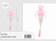 sacchetto cono baby rosa 5x18cm