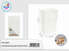 6pcs colored paper bags 8x13x24cm white