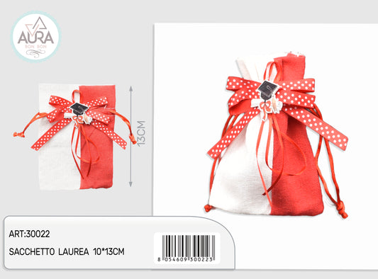 sacchetto laurea 10x13cm rosso e bianco